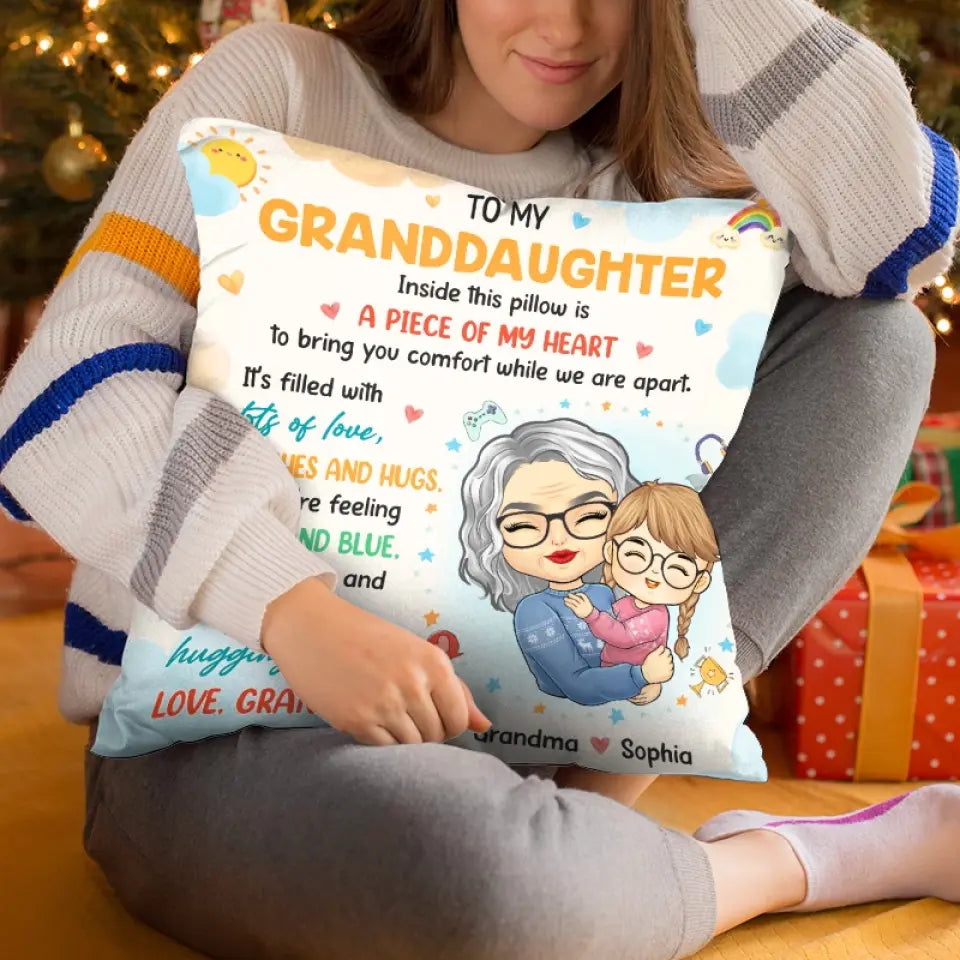 Je te serrerai dans mes bras - Oreiller personnalisé pour la famille - Cadeau de grand-mère