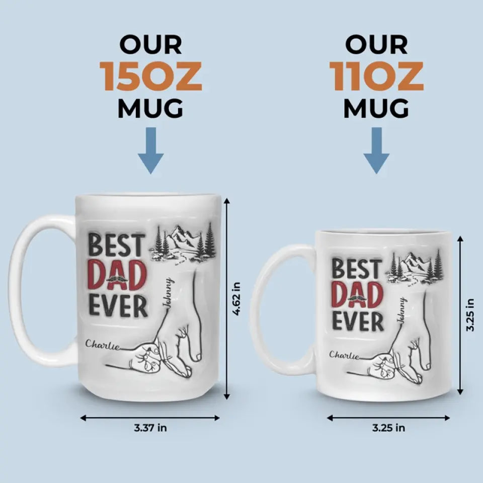 Meilleur papa du monde - Mug personnalisé avec effet gonflable en 3D - Cadeau pour la fête des pères, papa ou grand-père