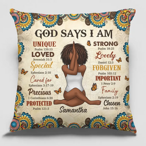 Dieu dit « Je suis » - Coussin de yoga personnalisé - Cadeau pour les amateurs de yoga