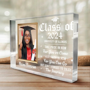 Photo personnalisée « Le début est toujours aujourd'hui » - Plaque rectangulaire en acrylique personnalisée pour famille - Cadeau pour diplômés