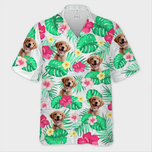 T-shirt hawaïen unisexe personnalisé avec photo « C'est l'été » pour chien et chat, motif tropical, idéal pour les vacances d'été et les amoureux des animaux.