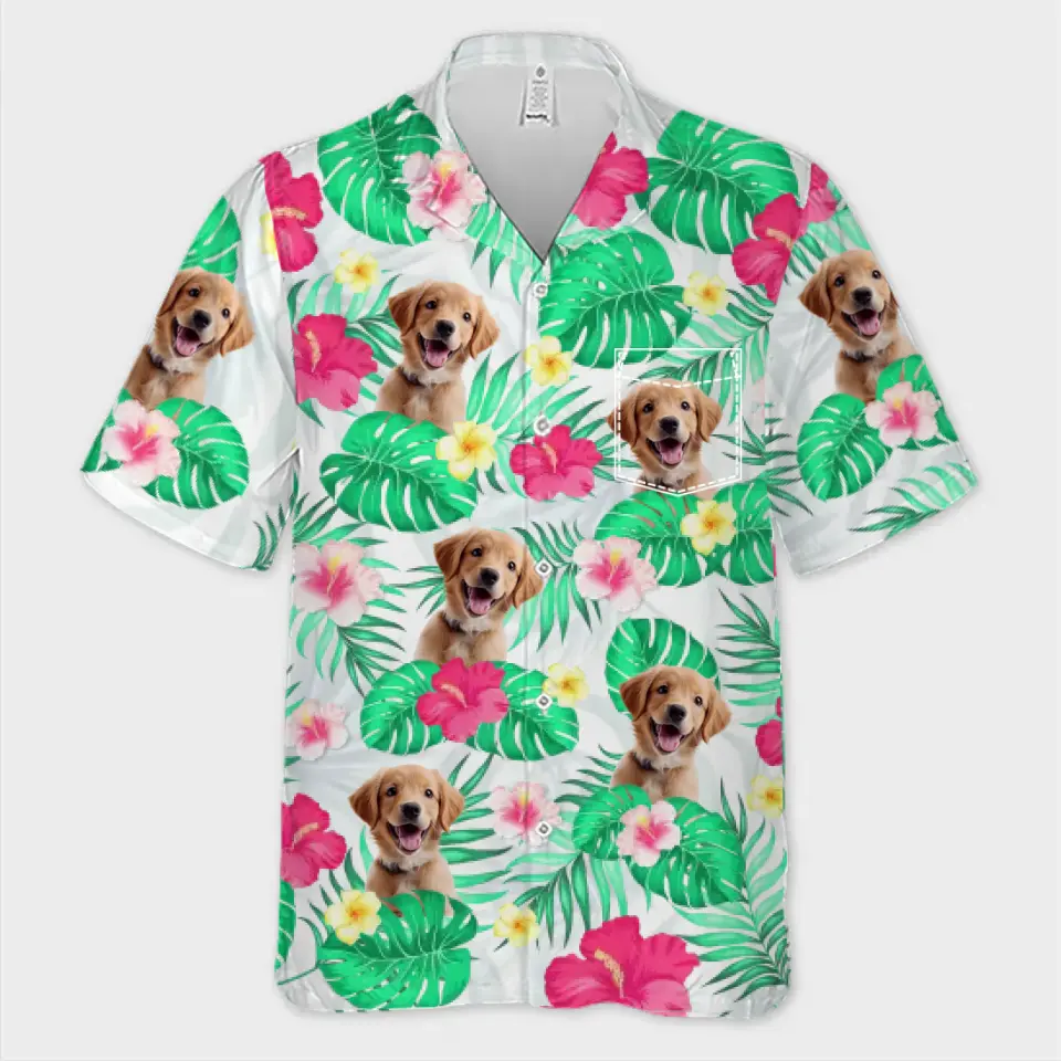 T-shirt hawaïen unisexe personnalisé avec photo « C'est l'été » pour chien et chat, motif tropical, idéal pour les vacances d'été et les amoureux des animaux.