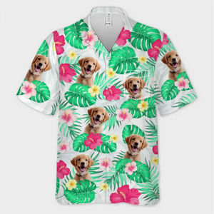 T-shirt hawaïen unisexe personnalisé avec photo « C'est l'été » pour chien et chat, motif tropical, idéal pour les vacances d'été et les amoureux des animaux.