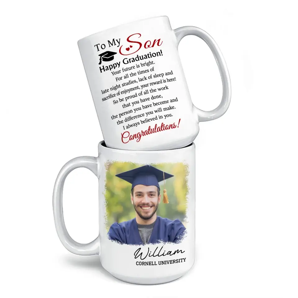 Tasse personnalisée avec photo « J'ai toujours cru en toi » - Cadeau de fin d'études pour les membres de la famille, les frères et sœurs