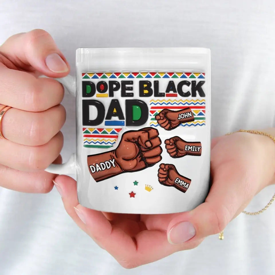 Nos cœurs battent à l'unisson - Mug personnalisé en 3D avec effet gonflé - Cadeau pour la fête des pères, papa, grand-père