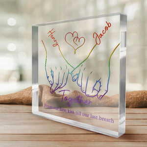 Vivez ouvertement, aimez librement, couples LGBTQ+ - Cadeau pour couples, plaque acrylique carrée personnalisée