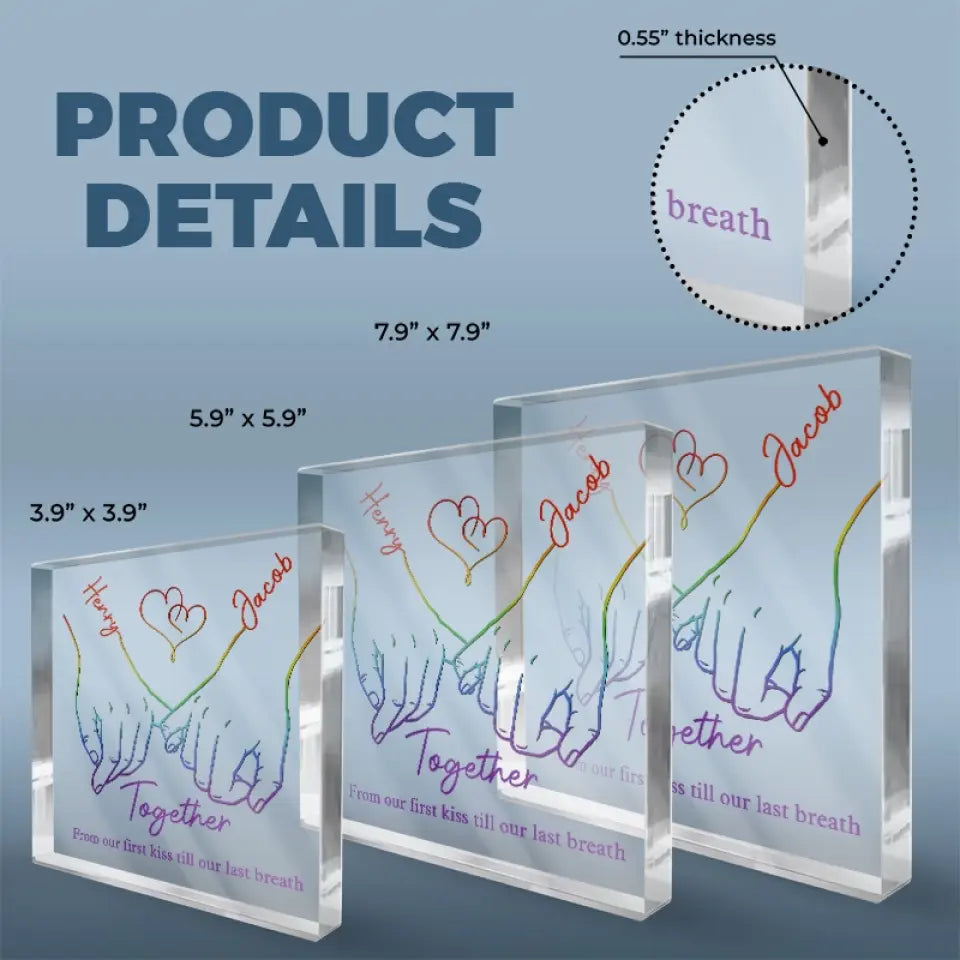 Vivez ouvertement, aimez librement, couples LGBTQ+ - Cadeau pour couples, plaque acrylique carrée personnalisée