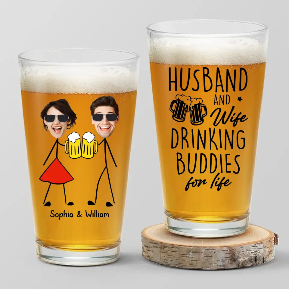Photo personnalisée « J'apprécie les moments que nous buvons ensemble » - Verre à bière personnalisé pour couple - Cadeau pour mari et femme, anniversaire
