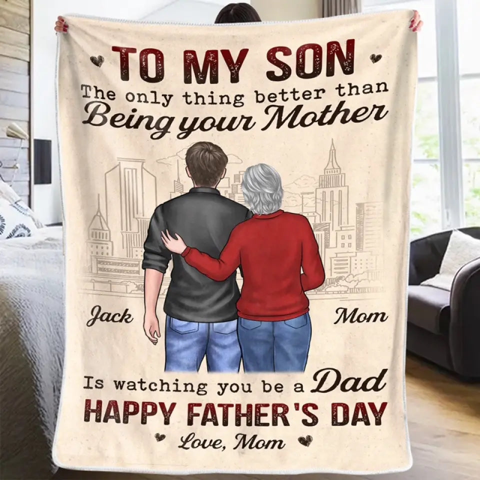 Je te regarde devenir papa - Couverture familiale personnalisée - Cadeau de fête des pères pour fils