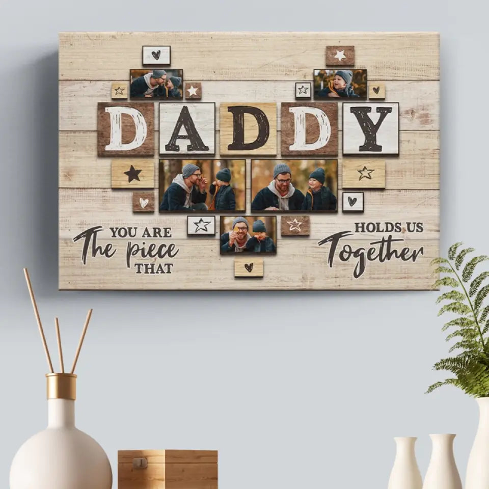 Photo personnalisée « Toujours à mes côtés » - Toile horizontale personnalisée pour la famille - Cadeau pour la fête des pères