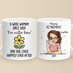 Elle vécut heureuse pour toujours - Tasse personnalisée - Cadeau de remerciement et de départ à la retraite pour collègues, amis de travail, collègues