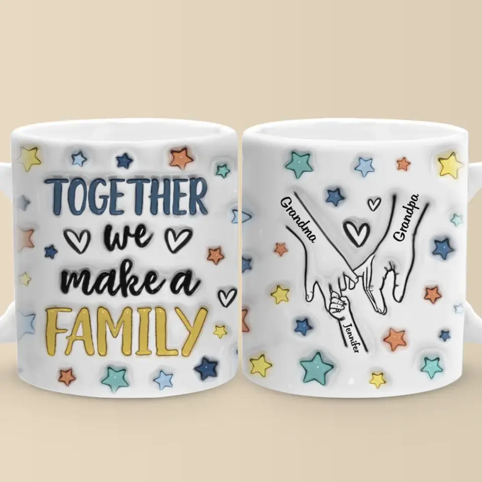 La famille est au cœur d'un foyer - Mug personnalisé avec effet gonflé 3D - Cadeau pour les membres de la famille