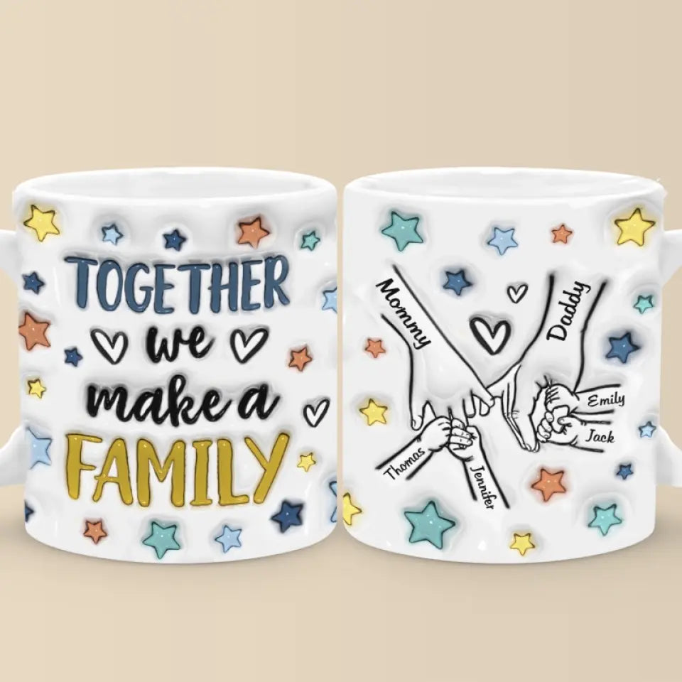 La famille est au cœur d'un foyer - Mug personnalisé avec effet gonflé 3D - Cadeau pour les membres de la famille