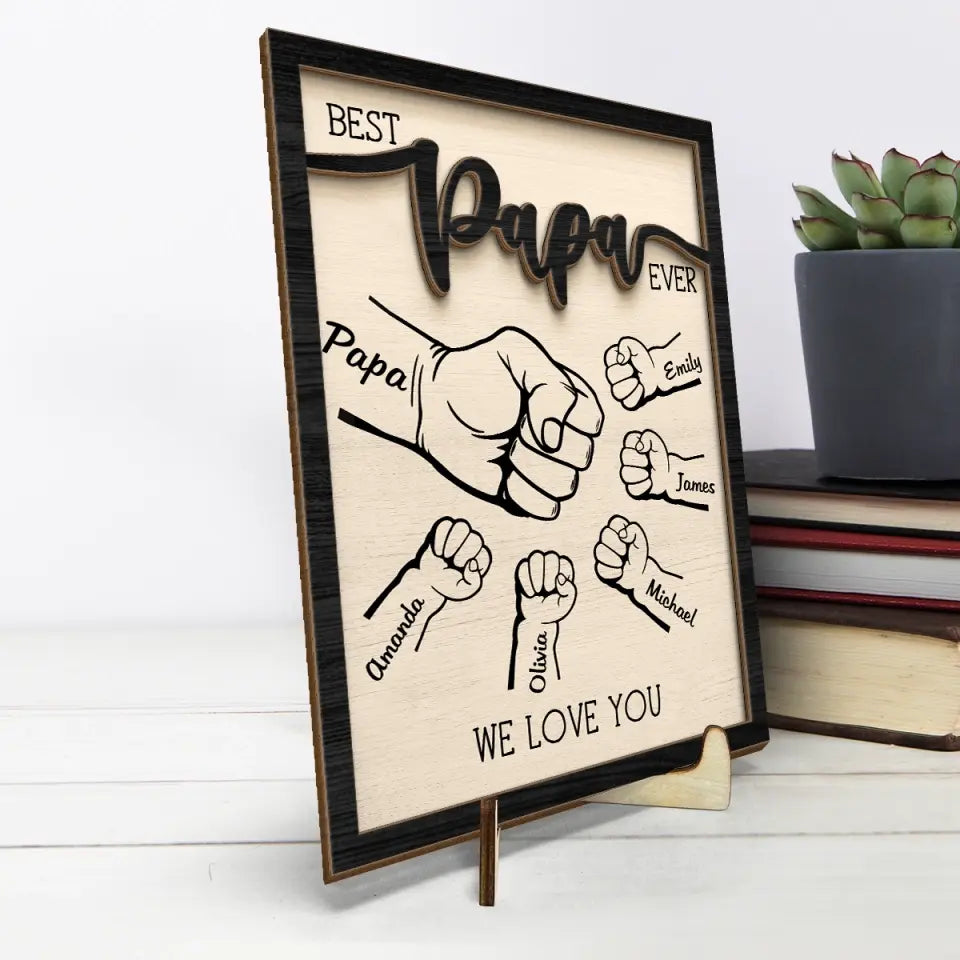 Un père est un banquier, comme le veut la nature - Plaque en bois personnalisée à 2 couches avec support pour la famille - Cadeau pour la fête des pères, papa et grand-père