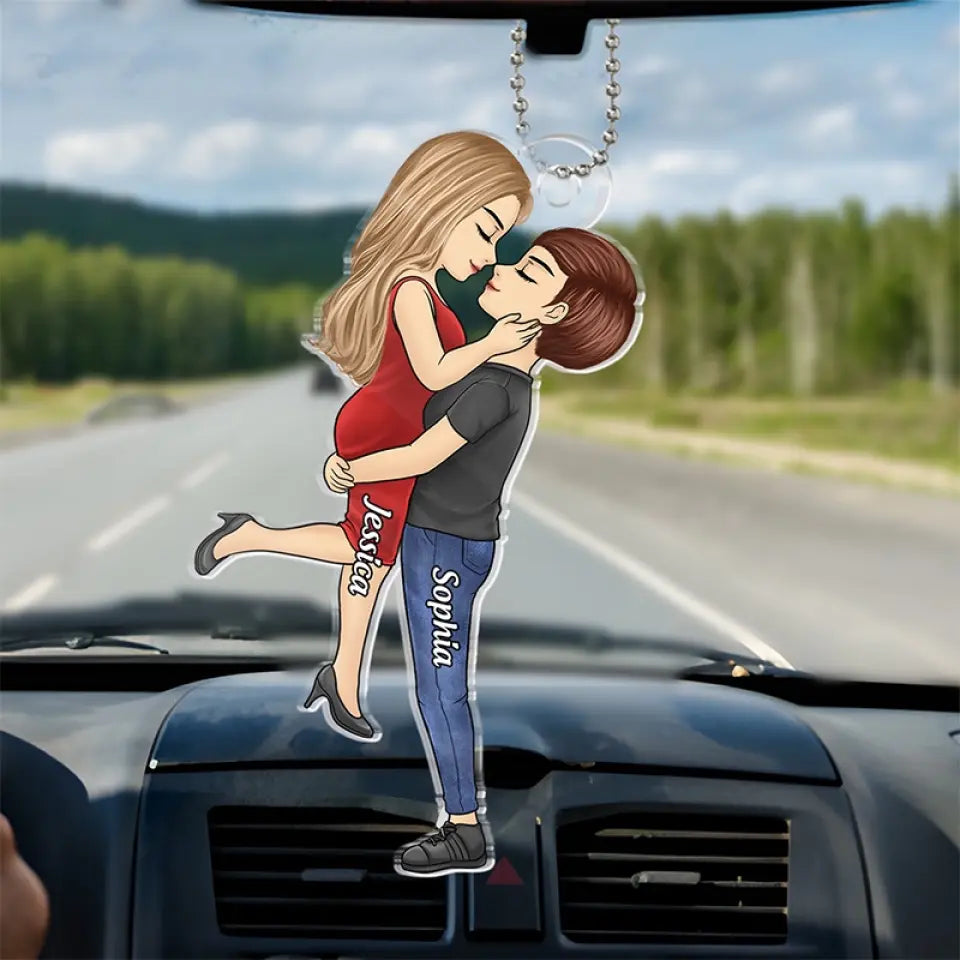 L'amour est l'amour - Ornement de voiture personnalisé pour couple - Forme personnalisée en acrylique - Cadeau pour mari et femme, anniversaire, LGBTQ+