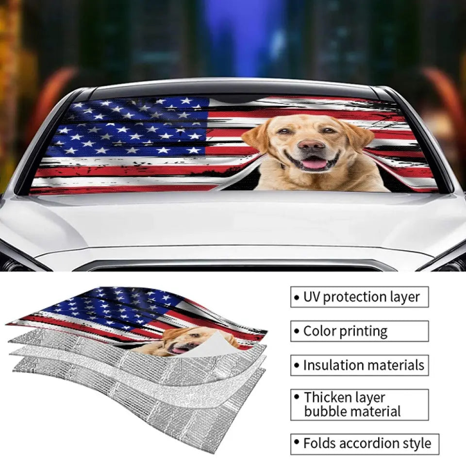 Pare-soleil personnalisé avec photo « Bon voyage » pour chien et chat, protection de vitre de voiture, cadeau pour propriétaires et amoureux des animaux.