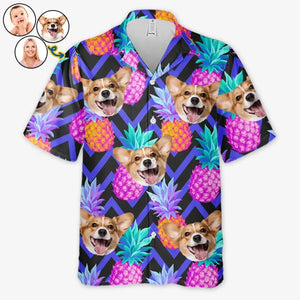 Photo personnalisée : Profitez pleinement de l'ambiance tropicale estivale ! T-shirt hawaïen unisexe personnalisé pour chien et chat ! Cadeau de vacances d'été, cadeau pour propriétaires d'animaux et amoureux des animaux.