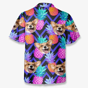 Photo personnalisée : Profitez pleinement de l'ambiance tropicale estivale ! T-shirt hawaïen unisexe personnalisé pour chien et chat ! Cadeau de vacances d'été, cadeau pour propriétaires d'animaux et amoureux des animaux.