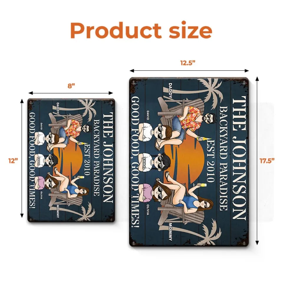Bonne nourriture, bons moments - Plaque en métal personnalisée pour la décoration intérieure de la famille - Cadeau de pendaison de crémaillère pour les membres de la famille