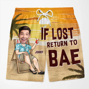 Photo personnalisée « Je suis mon chéri » - Short de plage hawaïen tropical personnalisé et amusant pour couple - Cadeau de vacances d'été, cadeau de fête d'anniversaire pour mari et femme