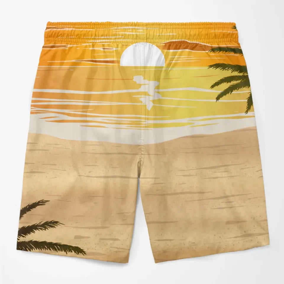 Photo personnalisée « Je suis mon chéri » - Short de plage hawaïen tropical personnalisé et amusant pour couple - Cadeau de vacances d'été, cadeau de fête d'anniversaire pour mari et femme
