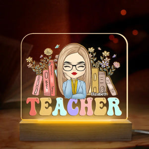 Là où l'enseignement passionné prend racine - Lampe LED 3D rectangulaire personnalisée pour enseignant - Cadeau pour enseignant