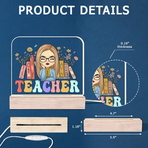 Là où l'enseignement passionné prend racine - Lampe LED 3D rectangulaire personnalisée pour enseignant - Cadeau pour enseignant
