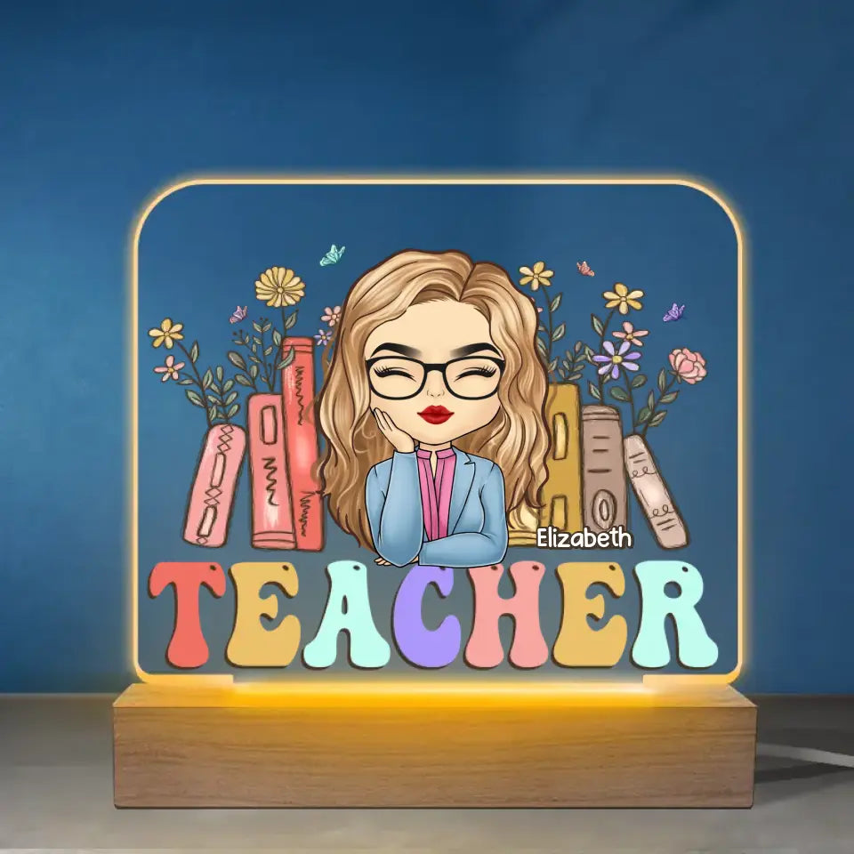 Là où l'enseignement passionné prend racine - Lampe LED 3D rectangulaire personnalisée pour enseignant - Cadeau pour enseignant