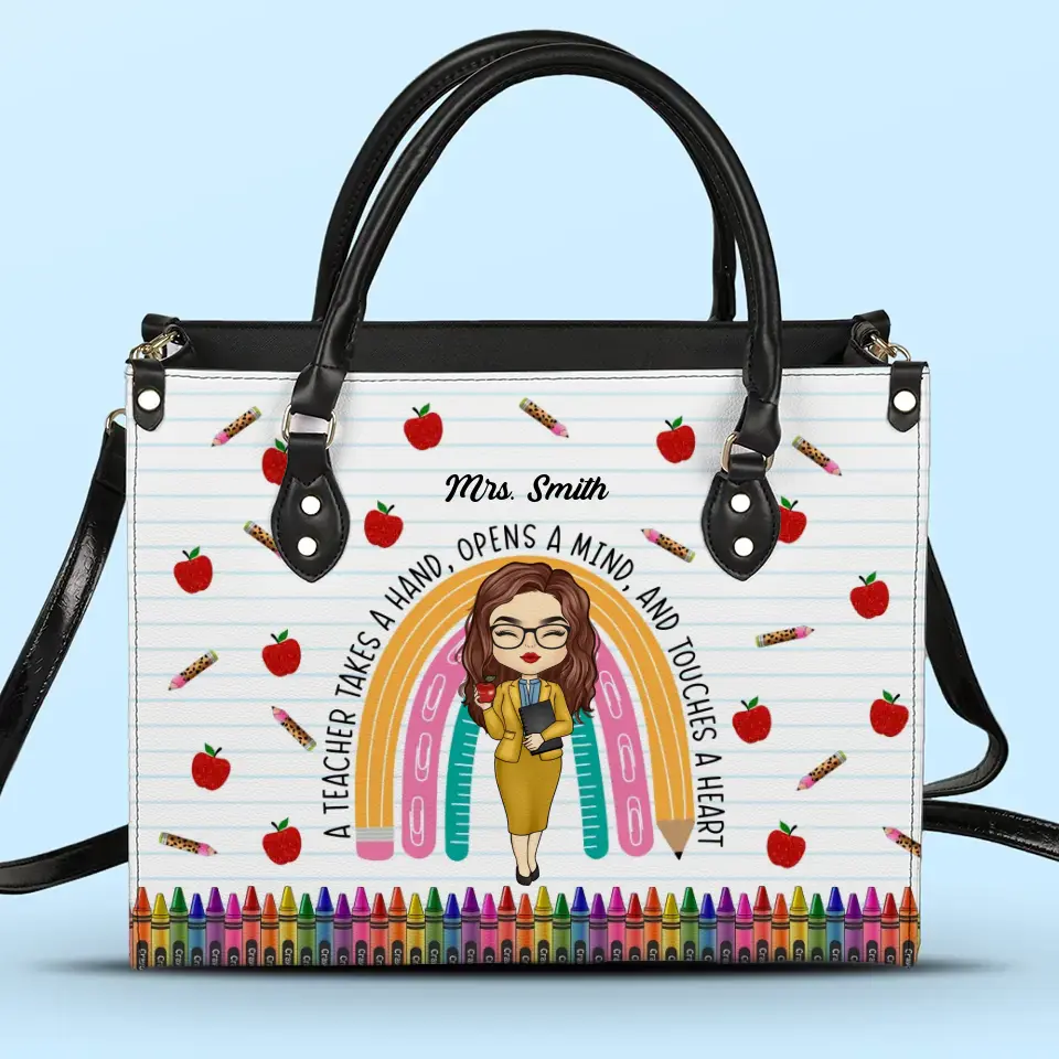 Un enseignant nourrit l'âme d'un enfant pour toute sa vie - Sac à main en cuir personnalisé pour enseignant - Cadeau pour enseignant