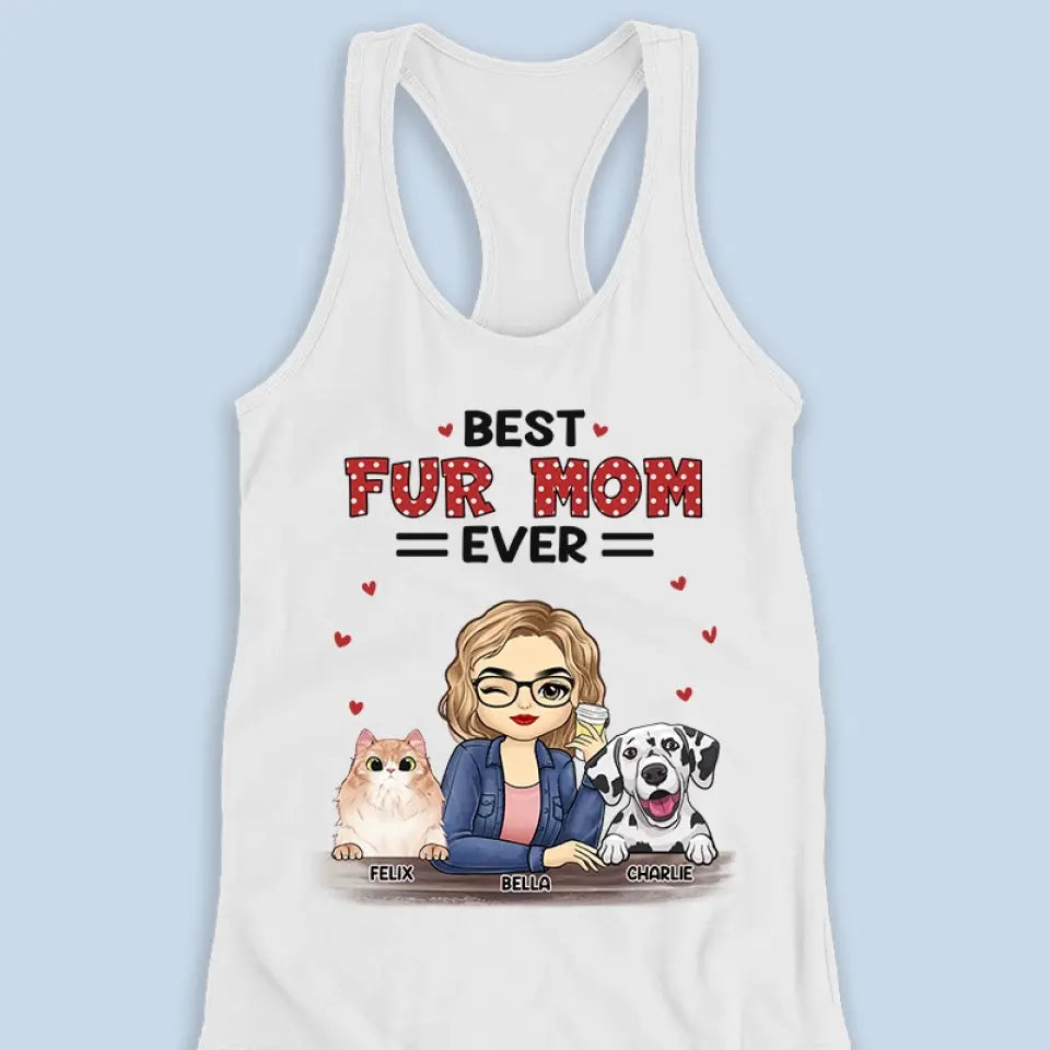 Meilleure maman à fourrure de tous les temps - Débardeur dos nageur personnalisé pour chien et chat - Cadeau pour propriétaires et amoureux des animaux