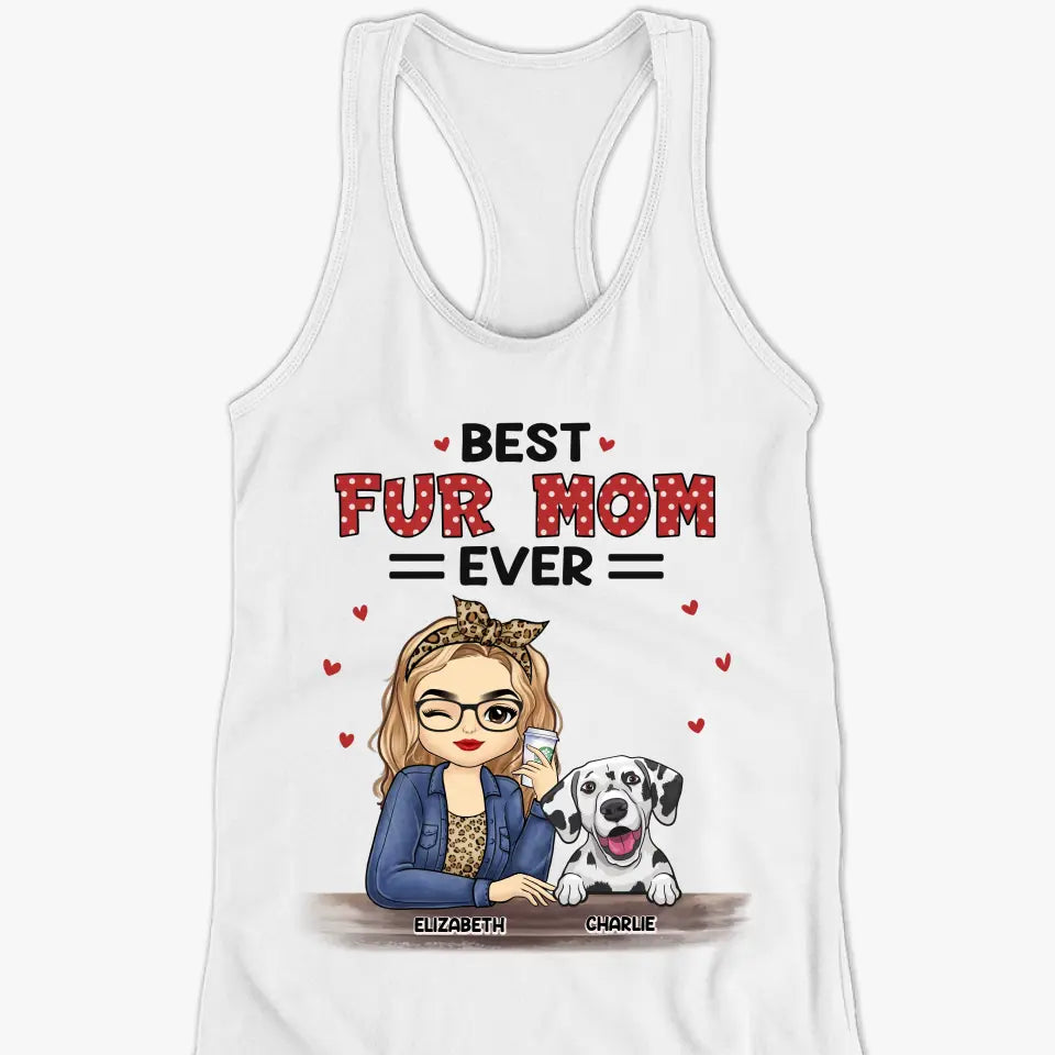 Meilleure maman à fourrure de tous les temps - Débardeur dos nageur personnalisé pour chien et chat - Cadeau pour propriétaires et amoureux des animaux