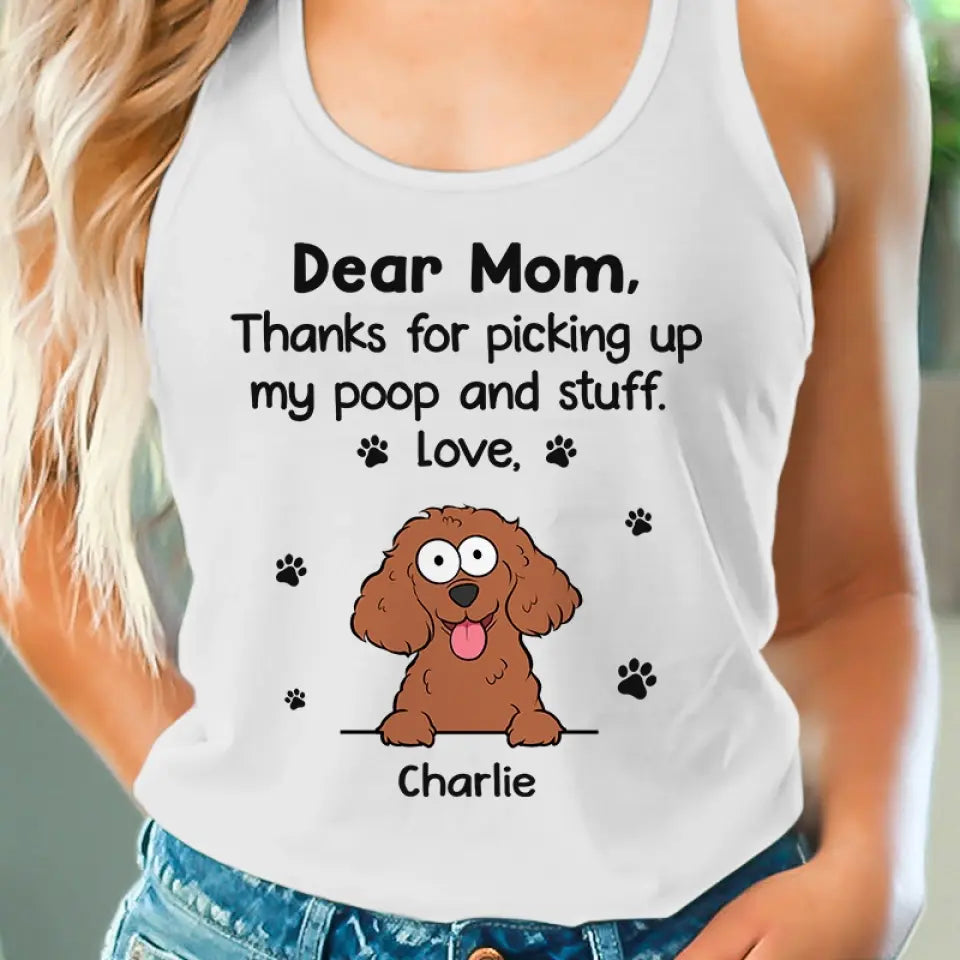 Merci d'avoir ramassé mes crottes et autres affaires - Débardeur et t-shirt dos nageur personnalisés pour chien - Cadeau de vacances d'été pour les propriétaires et les amoureux des animaux