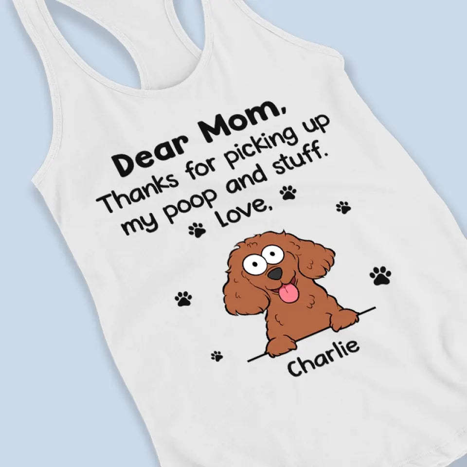Merci d'avoir ramassé mes crottes et autres affaires - Débardeur et t-shirt dos nageur personnalisés pour chien - Cadeau de vacances d'été pour les propriétaires et les amoureux des animaux