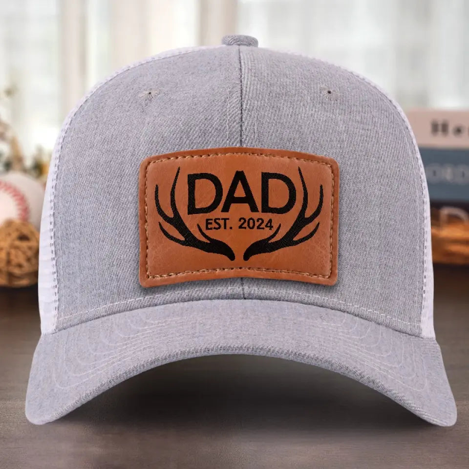 L'amour commence et finit avec un papa - Chapeau familial en cuir - Cadeau pour papa