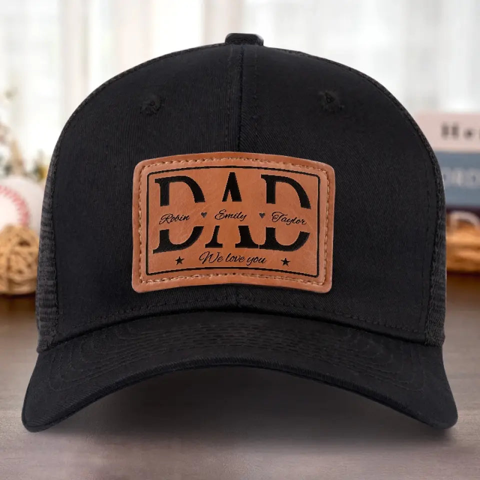 Nous t'aimons papa - Chapeau personnalisé en cuir avec patch - Cadeau pour papa