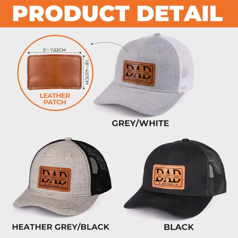Nous t'aimons papa - Chapeau personnalisé en cuir avec patch - Cadeau pour papa