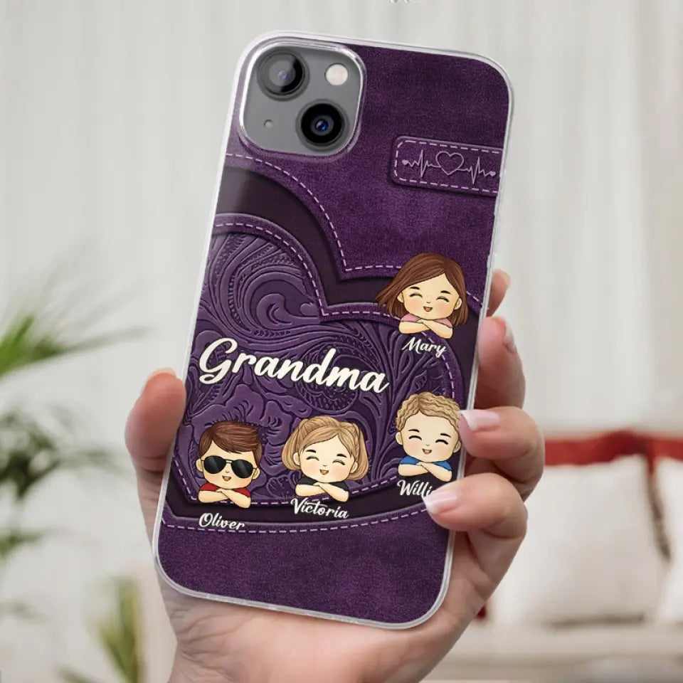 Votre amour inconditionnel nous enveloppe - Coque de téléphone transparente personnalisée pour famille - Cadeau pour maman, grand-mère