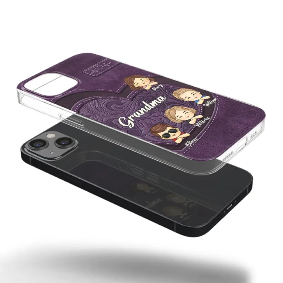 Votre amour inconditionnel nous enveloppe - Coque de téléphone transparente personnalisée pour famille - Cadeau pour maman, grand-mère