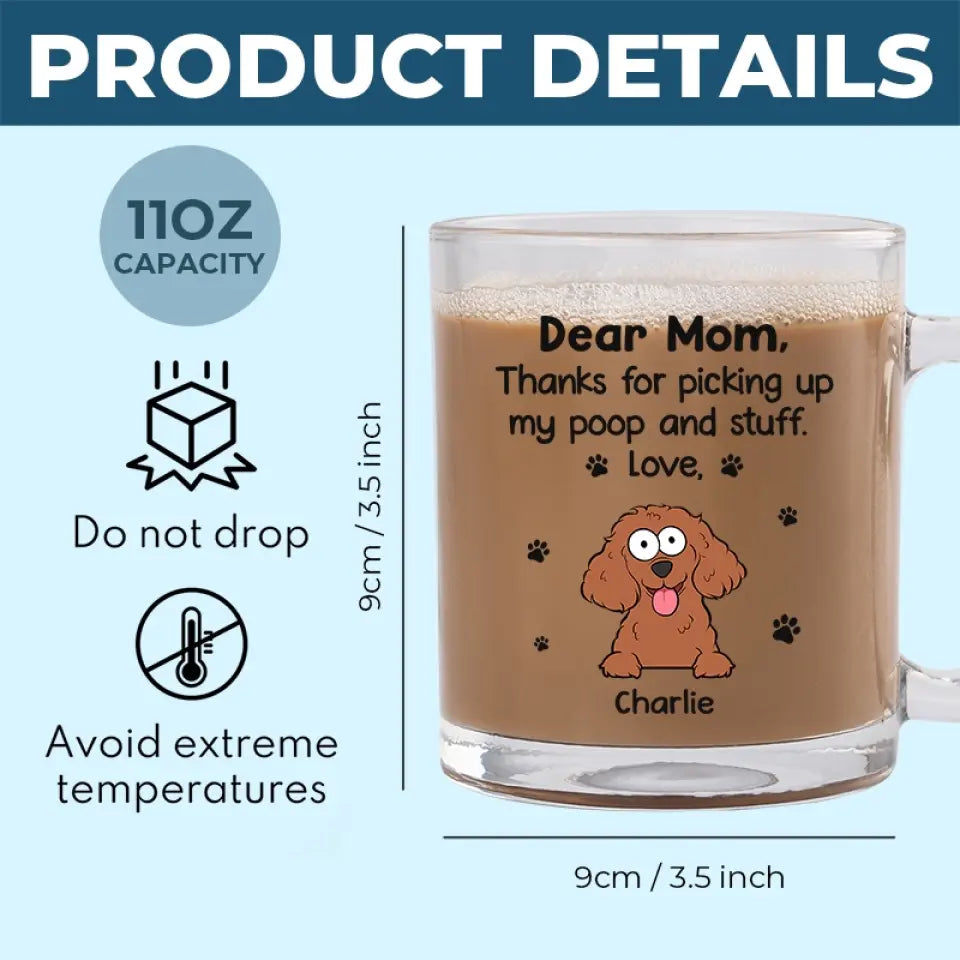 Merci d'avoir récupéré mes affaires - Mug en verre personnalisé pour chien - Cadeau pour propriétaires d'animaux et amoureux des animaux
