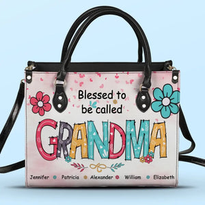 Heureux d'être appelé Grand-mère - Sac à main en cuir personnalisé pour la famille - Cadeau pour maman, grand-mère