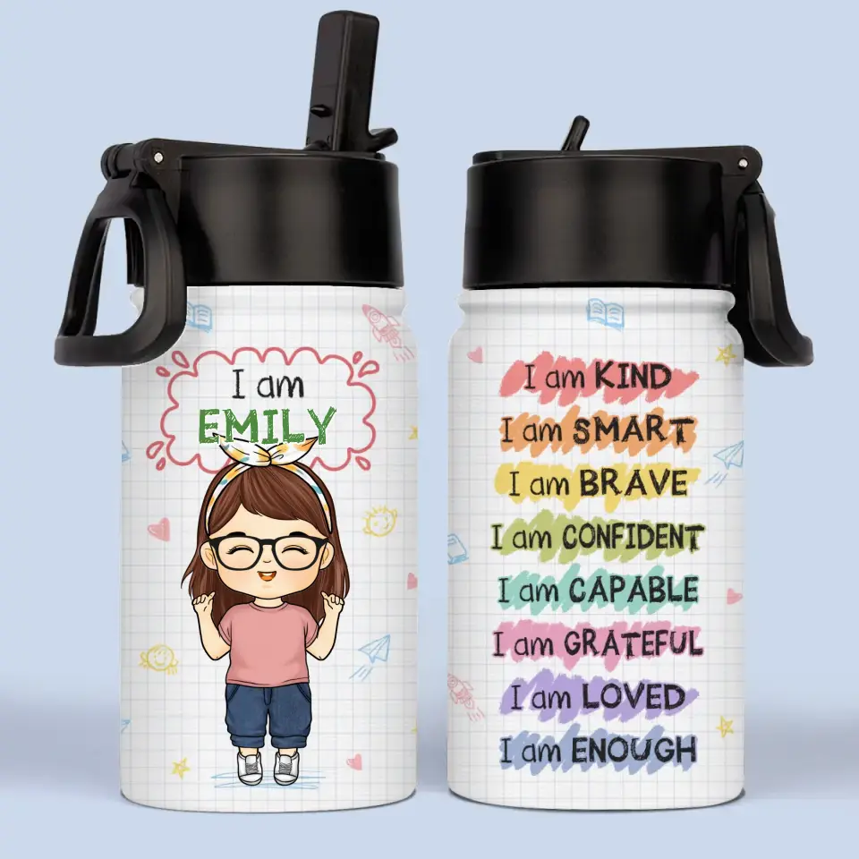 Je suis gentil - Bouteille d'eau personnalisée pour enfant - Cadeau de rentrée scolaire pour enfant et petit-enfant
