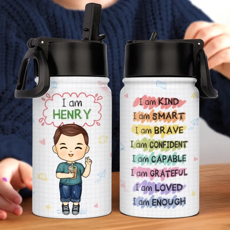 Je suis gentil - Bouteille d'eau personnalisée pour enfant - Cadeau de rentrée scolaire pour enfant et petit-enfant
