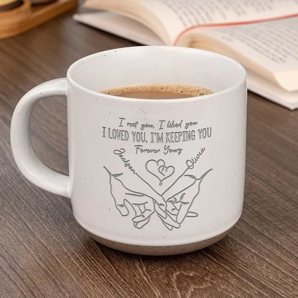 Tiens-moi la main - Tasse personnalisée en céramique pour couple - Cadeau pour mari et femme, anniversaire