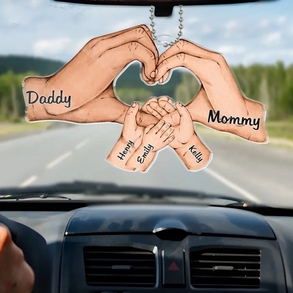 Reconnaissant envers ma famille bénie - Ornement de voiture personnalisé pour la famille - Forme personnalisée en acrylique - Cadeau pour les membres de la famille