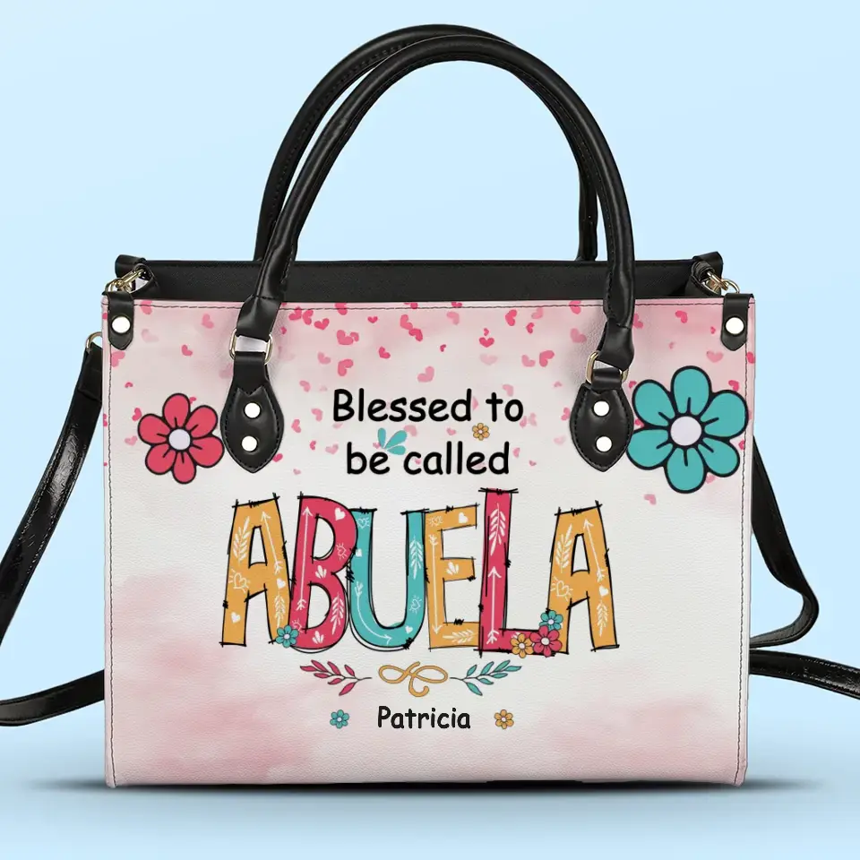 Heureux d'être appelé Grand-mère - Sac à main en cuir personnalisé pour la famille - Cadeau pour maman, grand-mère