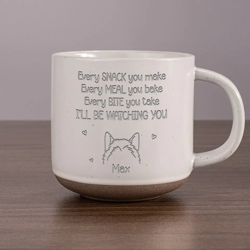 Je te surveillerai - Tasse en céramique personnalisée pour chien - Cadeau pour les propriétaires d'animaux et les amoureux des animaux