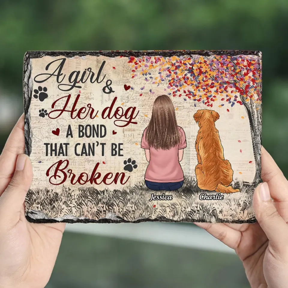 Un lien indéfectible - Pierre commémorative rectangulaire personnalisée avec support - Cadeau de condoléances pour les propriétaires et les amoureux des animaux