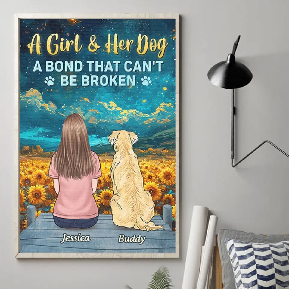 Notre lien est indestructible - Affiche horizontale personnalisée commémorative - Cadeau de condoléances pour les propriétaires et les amoureux des animaux