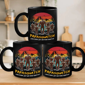 Papa Bigfoot - Mug noir personnalisé pour la famille - Cadeau pour papa et grand-père