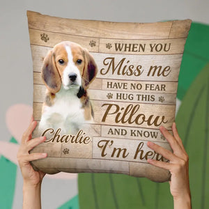 Photo personnalisée « Je te garderai toujours dans mon cœur » - Coussin personnalisé commémoratif - Cadeau de condoléances, cadeau pour les propriétaires d'animaux de compagnie, les amoureux des animaux